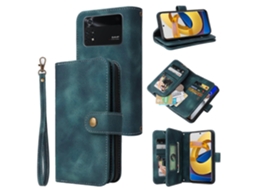 Capa De Celular Multifuncional Com Zíper E Compartimento Para Cartões Para Xiaomi Poco M4 Pro 5g.