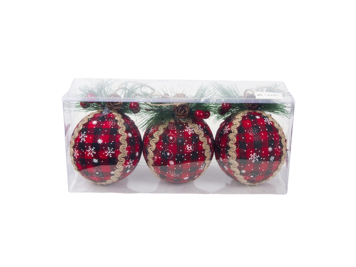 Bola De Natal Decorativa Com 3 Bolas De Espuma E Pinhas Simuladas