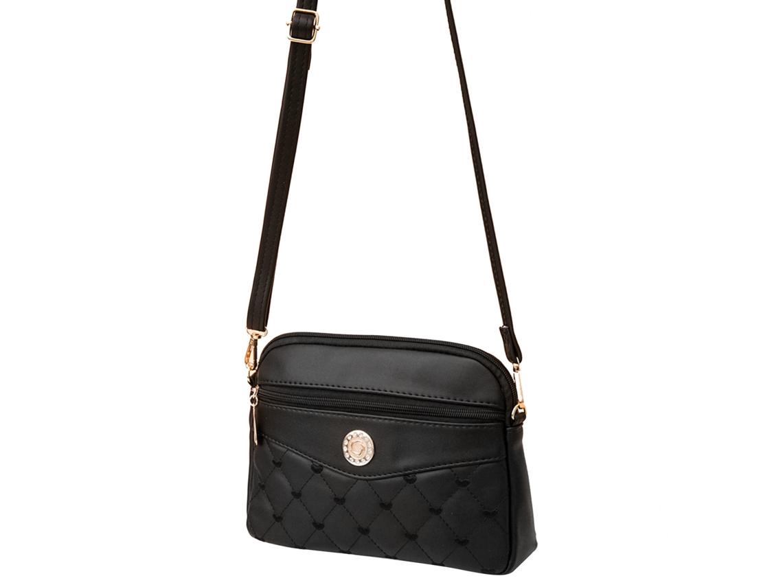 Bolsa Balde Feminina de Couro Pu, com Padrões de Amor Bordados, para Outono/Inverno, Uso Diário, Viagem, Preto com S/MARCA