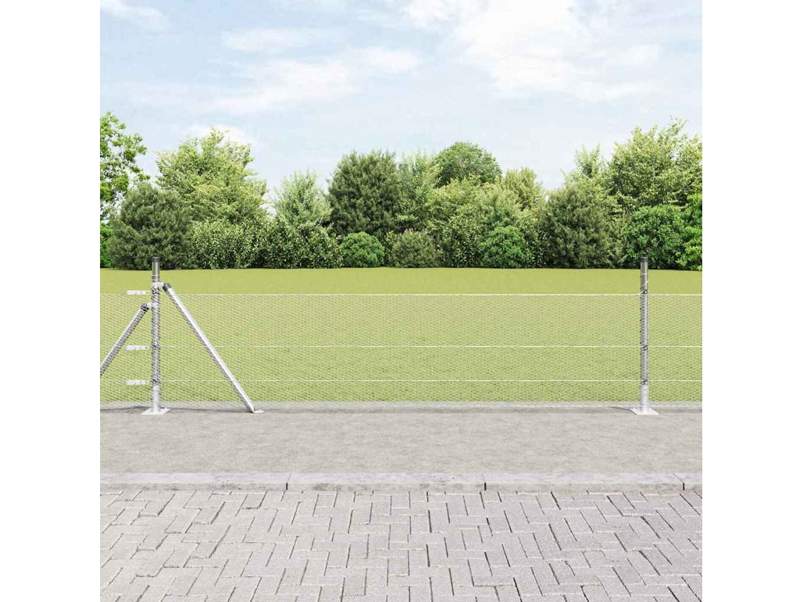Vidaxl Cerca Hexagonal Com Base De Concreto 100 X 0,4 M Prateado Malha