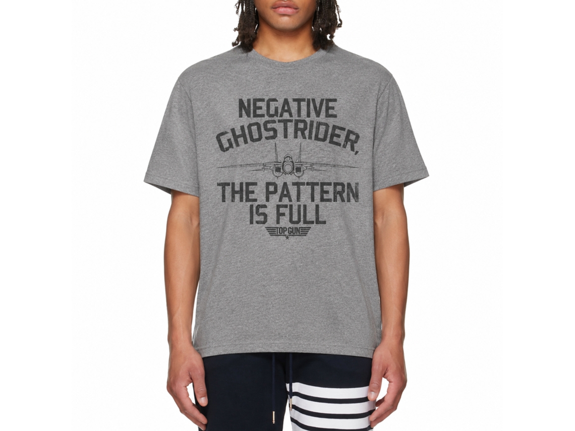Rockinstone Top Gun Movie Negative Ghostrider Heather Graphite Adult T-shirt Size:m