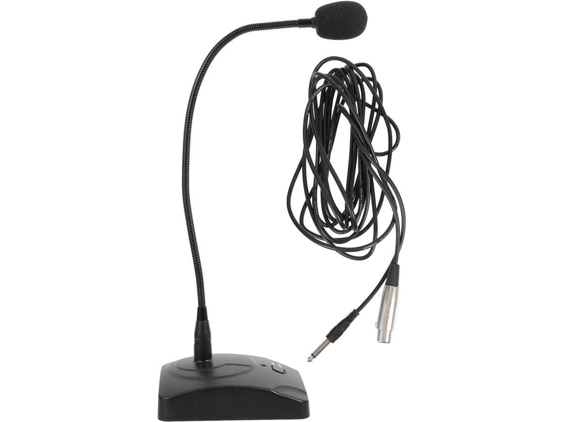 Microfone Condensador De Mesa Com Fio E Haste Flexível, Preto