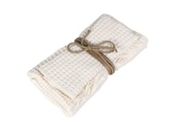 Coppia Asciugamani Fazzini In Cotone 100 Con Trattamento Stone Washed Panna