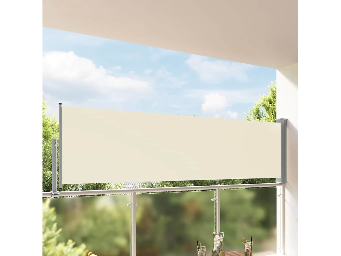 Vidaxl Toldo Lateral Retrátil Para Pátio 100x300 Cm Creme