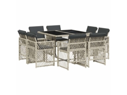 Conjunto de 9 Jantar para Jardim com Almofadões Cinzento Claro MAISON EXCLUSIVE