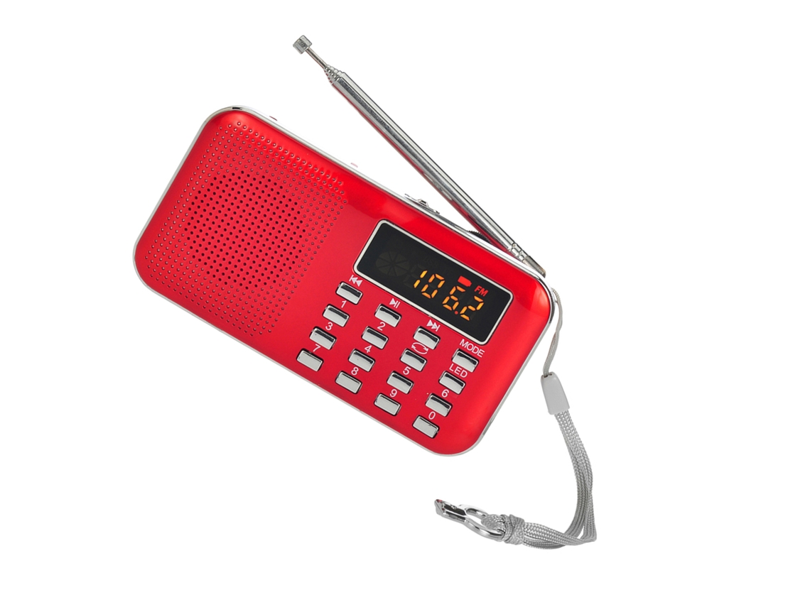 Rádio Fm Portátil com Tela de 2 Polegadas, Alto-falante Estéreo 3W, Reprodutor MP3, Lanterna LED | S/MARCA