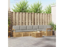 Vidaxl Conjunto De Sofás Para Exterior 7 Pcs Branco E Cinzento-claro
