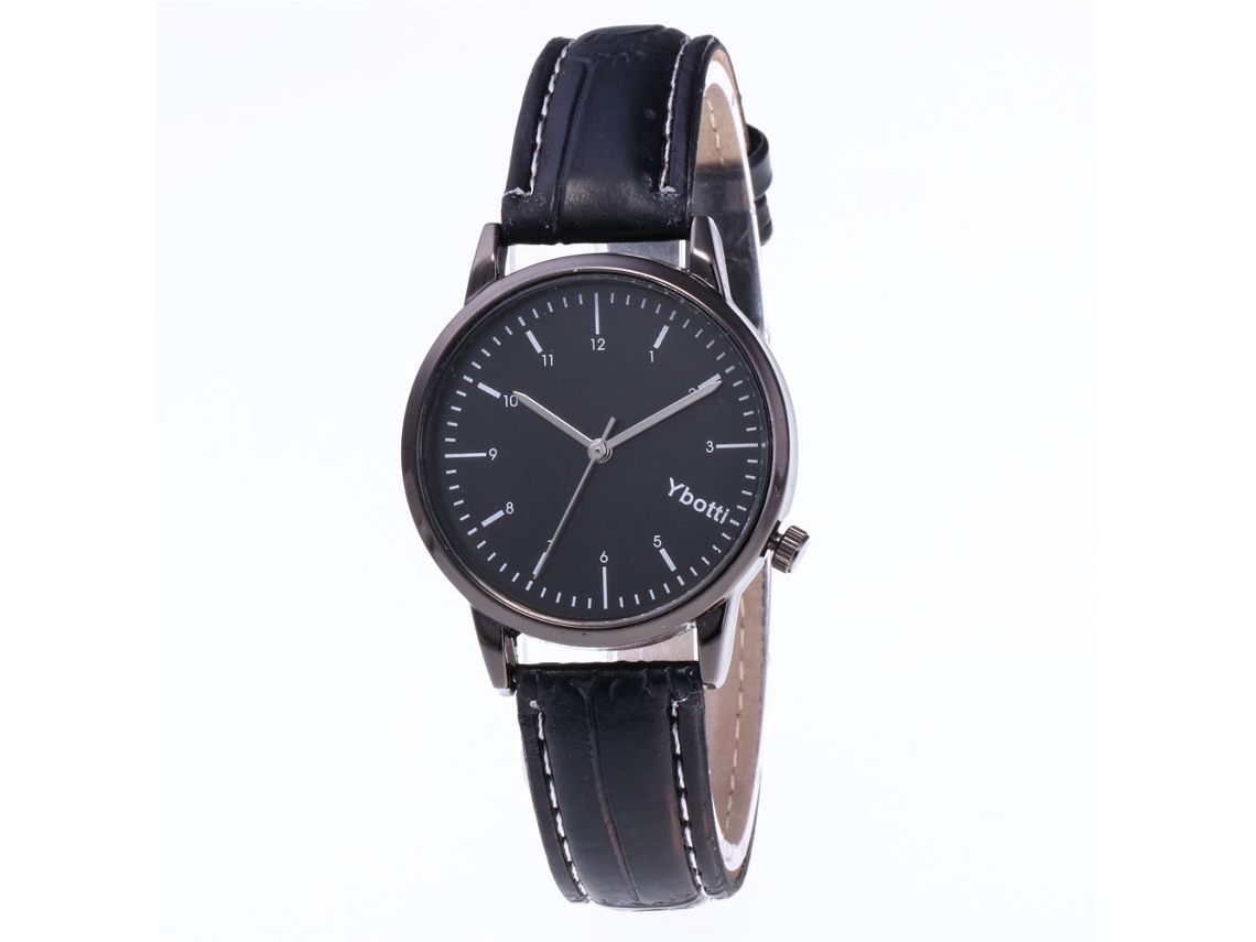 Reloj De Pulsera De Moda Empresarial Zhoulianfa Con Correa De Cuero Pu (mujer Correa Negra Dial Negro)