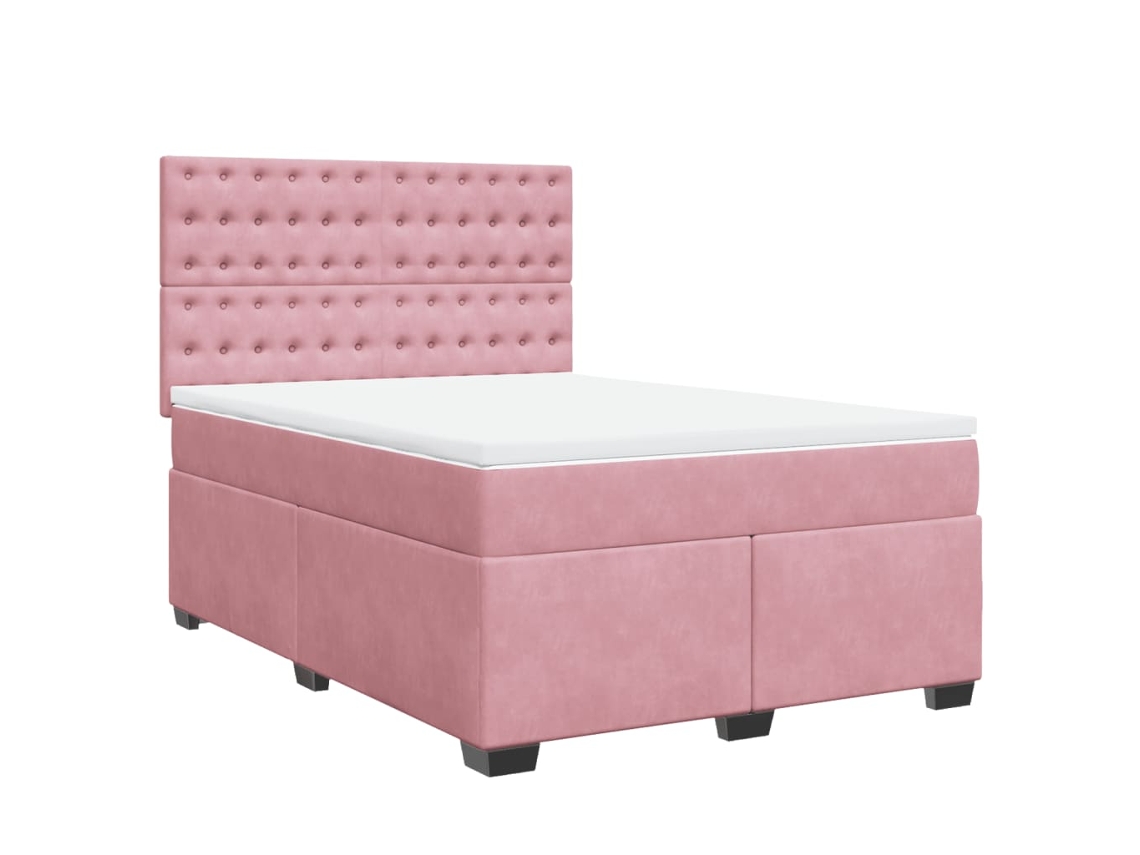 Conjunto 1 Cama Box Spring Vidaxl Cor-de-rosa Veludo (200 X 160 X 150.5 Cm)