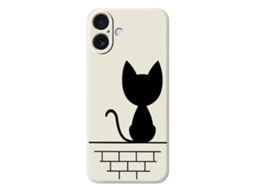 Capa Para Celular Iphone 17 Gato Preto Na Parede - Bege