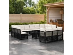 Vidaxl Conjunto De Sofá De Jardim 14 Unid. Preto Vime Pe