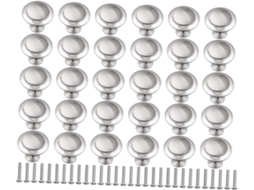 Conjunto De 30 Puxadores Redondos Aço Inoxidável Para Gavetas E Armários, Com Parafusos, Para Cozinha E Cômoda
