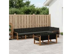 Vidaxl Conjunto De Sofás Para Exterior 8 Unid. Natural E Preto