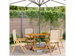 Vidaxl Cadeiras Jardim Reclináveis 4 Pcs Vime Pe/madeira Maciça Bege