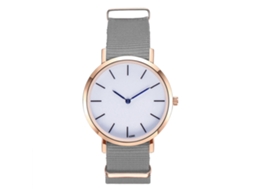 Reloj De Cuarzo Unisex Con Correa De Nailon Color Gris Dial Sólido Puntero Azul Zhoulianfa