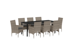Conjunto 9 Conjunto De Jantar Para Jardim Vidaxl Cinzento Vime Pe (200 X 80 X 73 Cm)