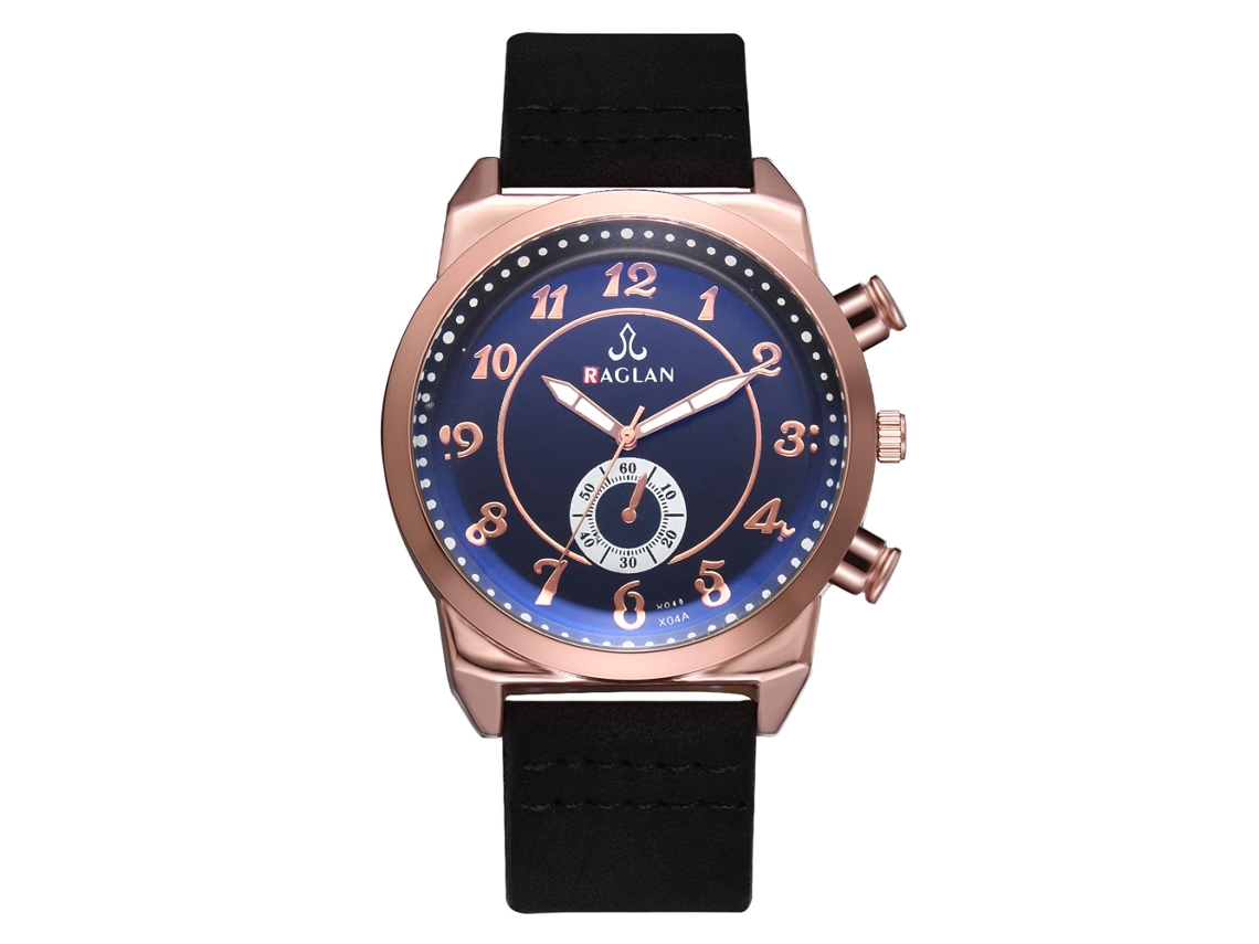 Reloj De Cuarzo Para Hombre Con Correa De Cuero Pu, Doble Dial, Modelo Fashion (negro Azul)