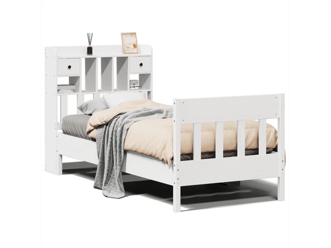 Cama Sem Colchão 90x200 cm Madeira de Pinho Maciça Branco MAISON EXCLUSIVE