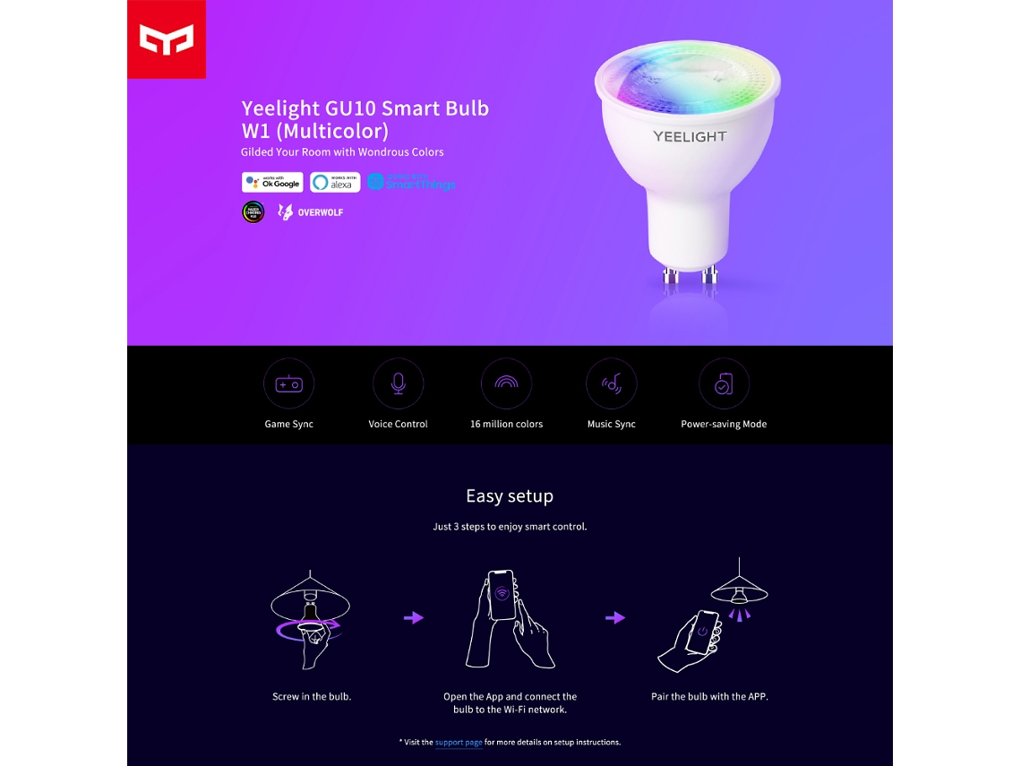 Lâmpada Inteligente Yeelight Gu10 Multicolor