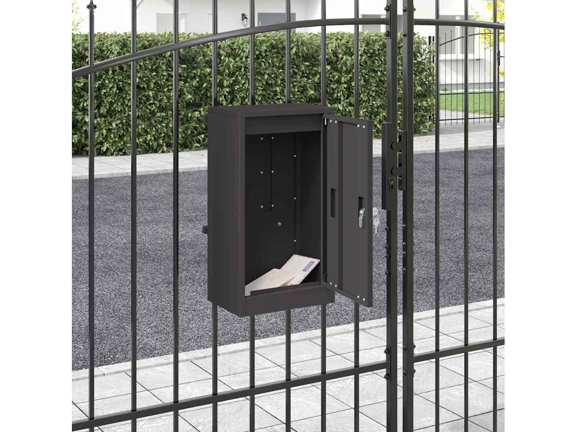Vidaxl Caixa De Correio Com Armazenamento Preto 30 X 20 X 55 Cm Aço