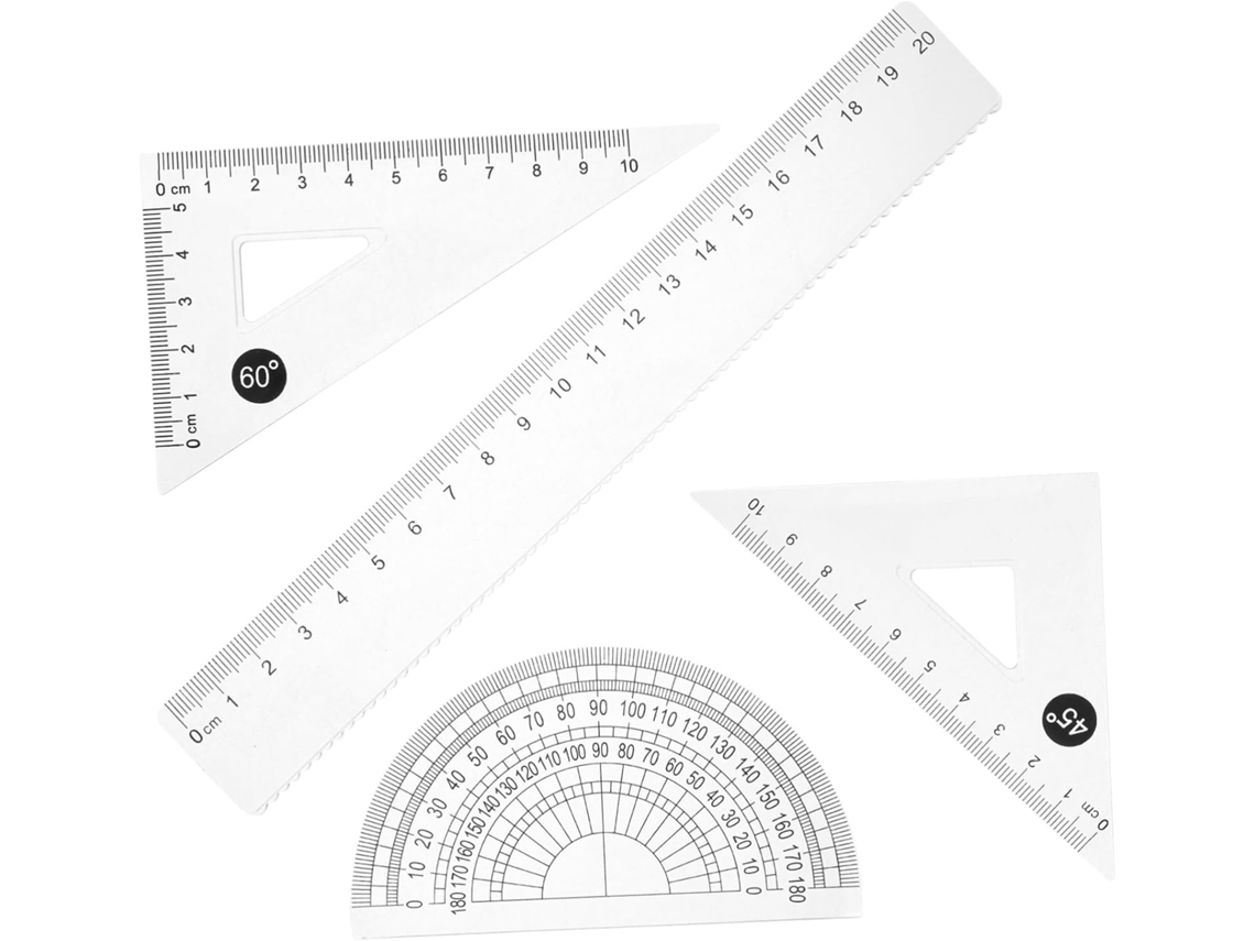 Conjunto de réguas geométricas ABS de 20 cm, kit de desenho