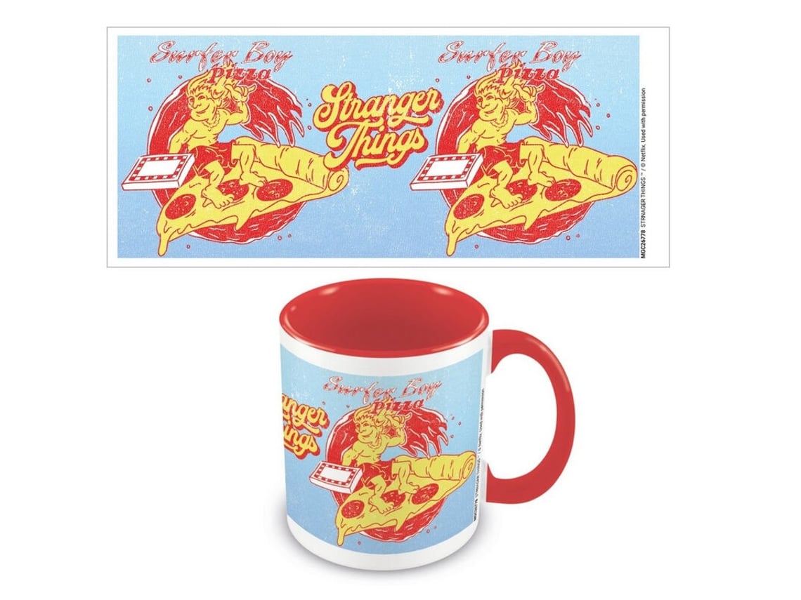 Chávena com interior vermelho Stranger Things 4 Surfer Boy Pizza
