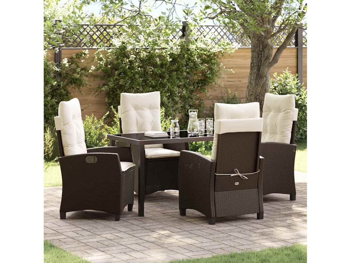 Vidaxl Conjunto De Jantar Para Jardim 5 Unid. Castanho Vime Pe