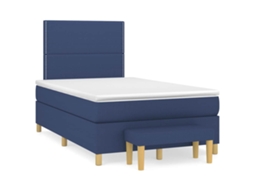 Vidaxl Cama Boxspring Com Colchão 120x190 Cm Tecido Azul