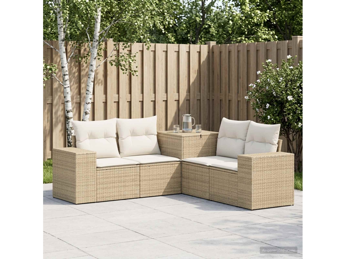 Vidaxl Conjunto De Sofás 5 Unid. Bege E Branco Creme