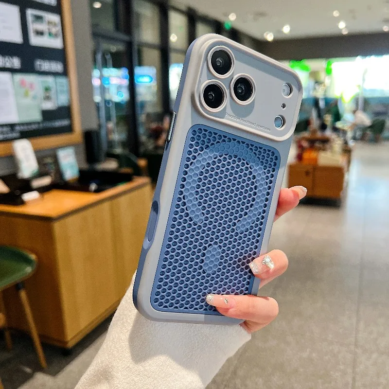 Capa Protetora Magsafe (cinza Para Iphone 17 Pro Max) Com Tela De Dissipação De Calor E Material Respirável.