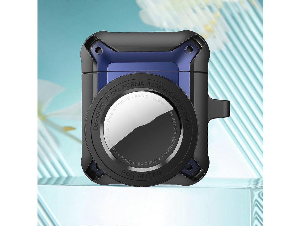 Capa Protetora Para Fones De Ouvido Sem Fio Airpods 1/2 Com Capa Airtag, Azul