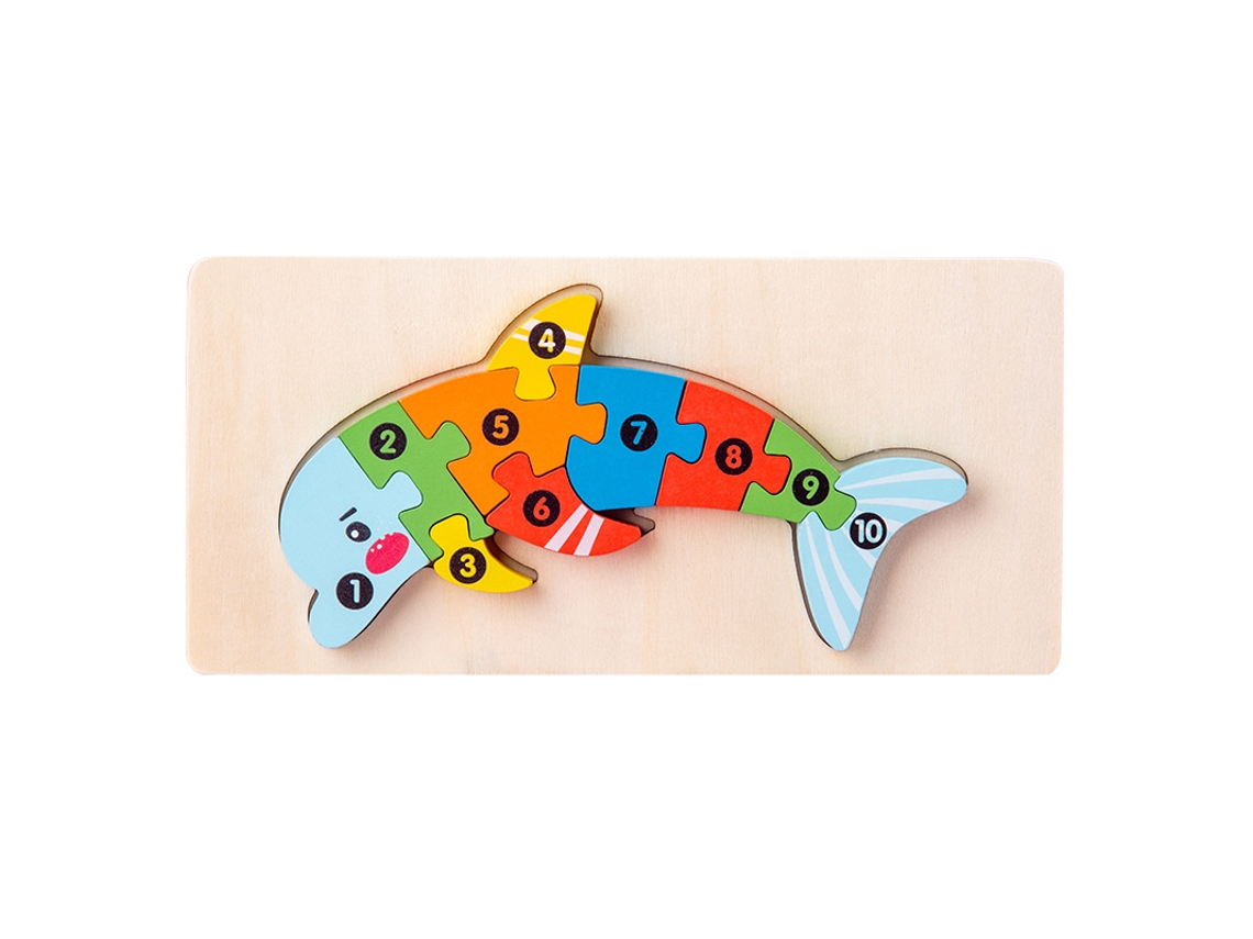 Brinquedo Educativo Montessori Para Crianças Dos 3 Aos 5 Anos, Puzzle Numérico Com Números De 1 A 10 Golfinho Hexinyigjly