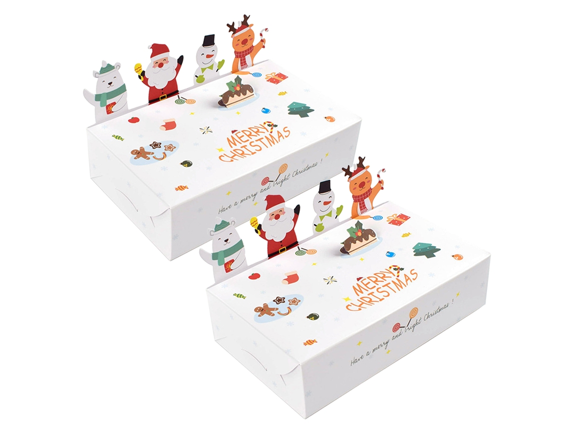 Pack de 3 Caixas Brancas Dobráveis para Presentes de Natal, 30 Peças LAXISCREED