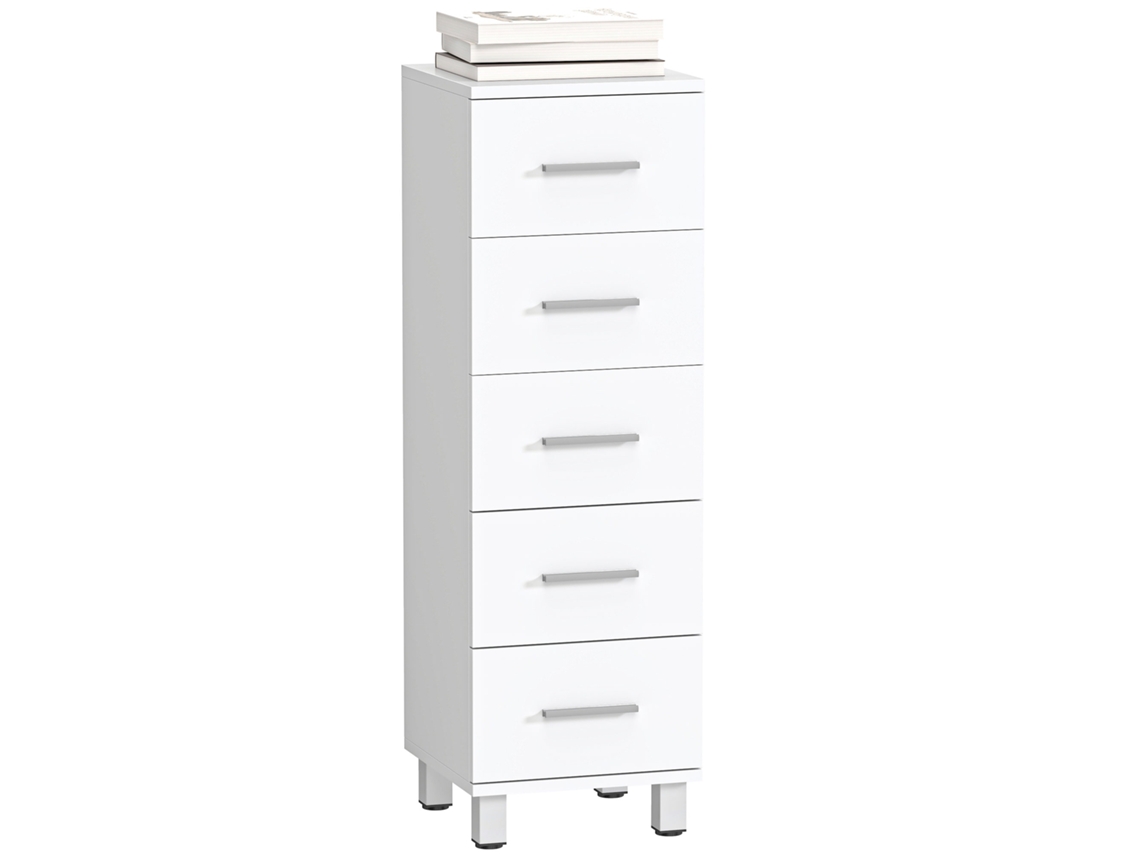 Armário de Banheiro com 5 Gavetas, 30x30x95cm, Branco