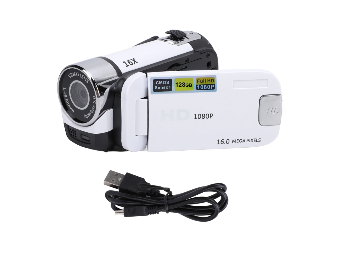 Câmera De Vídeo Com Tela Colorida De 2.4 Polegadas 16mp 1080p Zoom Digital 16x Estabilização Anti-shake Gravação Em Loop Camcorder Branco
