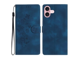 Capa Para Iphone 17 Em Couro Com Flores E Borboletas - Design Em Relevo