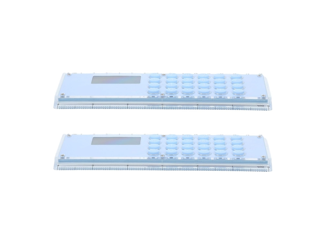 Conjunto De 2 Réguas E Calculadoras De Plástico Azul, Compactas E Portáteis.