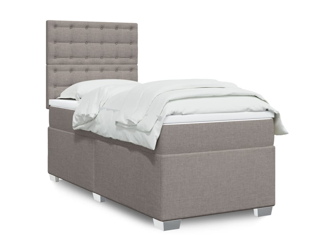 Cama Com Molas/colchão 90x190 Cm Tecido Castanho-acinzentado