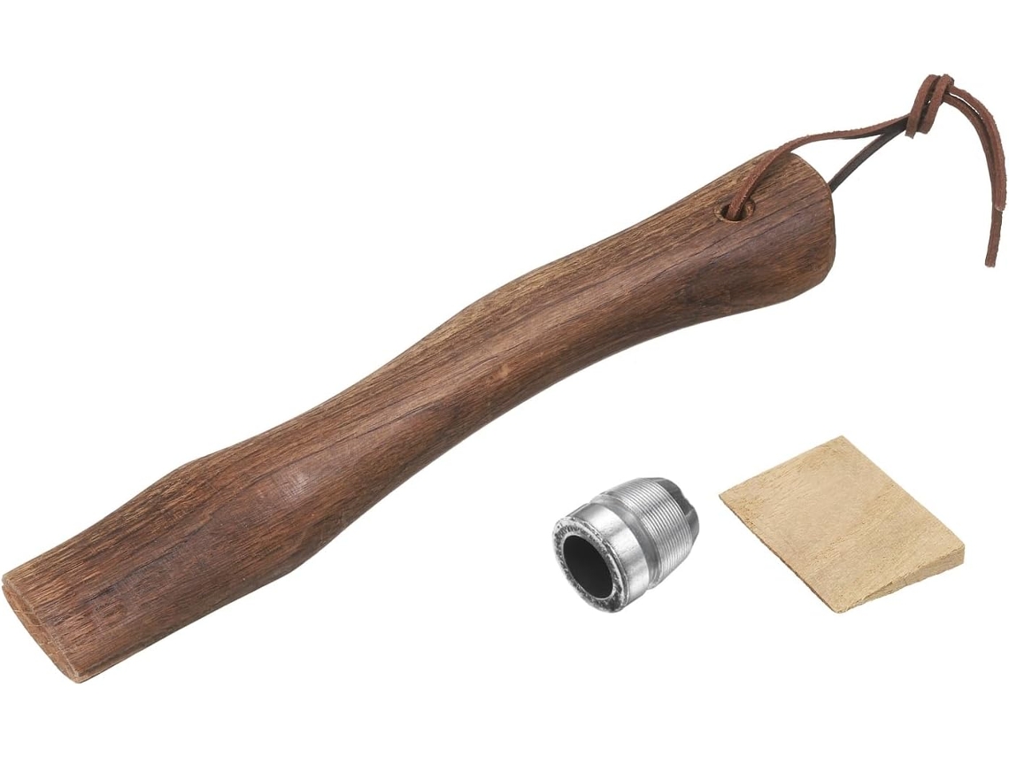 Cabo De Madeira De Substituição Quarkzman, 26 Cm (10,2"), Universal, Em Nogueira, Com Cantos De E Cabeça