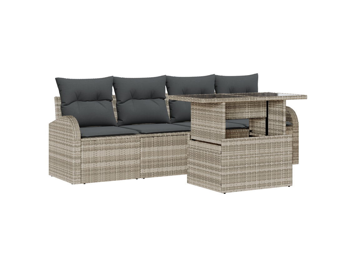 Conjunto 5 Conjunto De Sofá De Jardim Vidaxl Cinzento-claro Vime Pe (234 X 177 X 85 Cm)