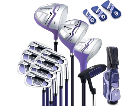 Conjunto de Clube de Golfe Feminino 460Cc # 1 Driver 3 Pistas 5 Híbridos 5 # 6 # 7 # 8 # 9 # P # S Ferro Haste de Pressão e Saco COSTWAY