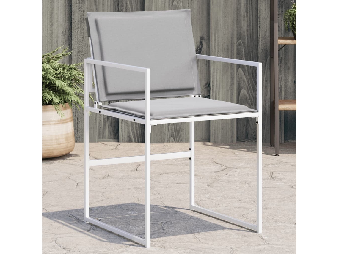 Vidaxl Cadeiras De Jardim C/ Almofadões 4 Pcs Aço E Textilene Branco