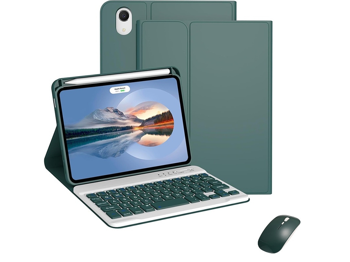 Capa Com Teclado Capa Para Ipad Mini De 7ª Geração (a17 Pro) 2024 De 8,3 Polegadas, Com Teclado Destacável Verde-escuro
