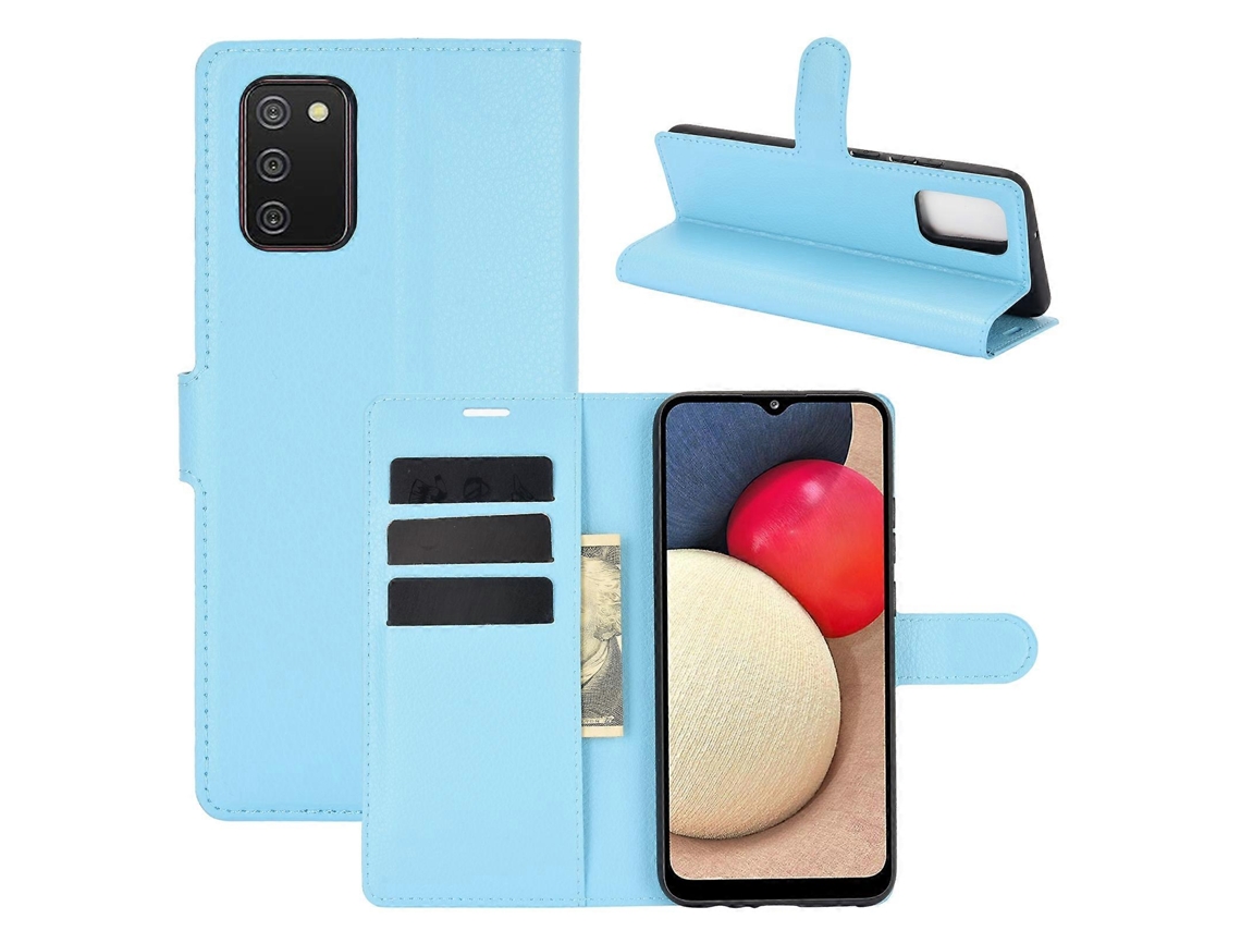 Capa Protetora Horizontal Com Textura De Lichia E Compartimentos Para Cartões E Carteira Para Samsung Galaxy A02s (versão Ue) (preta)