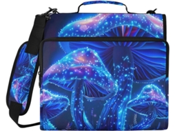 Bolsa Organizadora Em Formato De Cogumelo Azul Neon, Pasta Com 3-argolas Laptop E Material Escolar, Poliéster