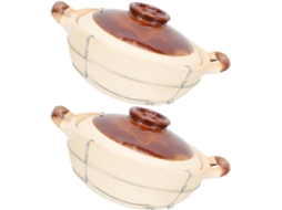 Pote De Barro Chinês Com Tampa, 2 Peças, Caçarola Pequena Alça Única 0,5l, Forno Seguro Para Cozinhar Arroz E Sopa, Panelas Caseiras