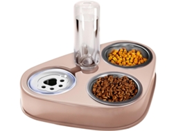 Tigelas Duplas 3 em 1 em Aço Inoxidável para Gatos com Suporte, Removível para Ração, Rosa AQUAFORGE