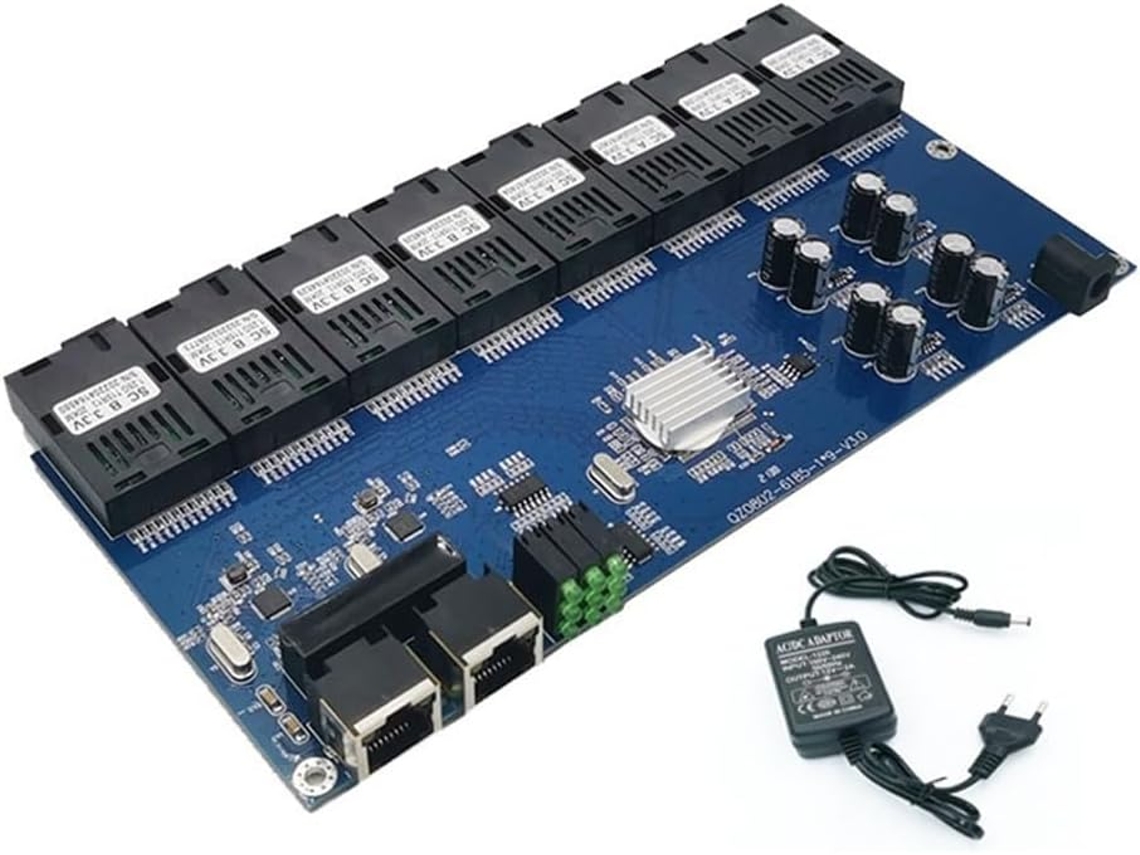Switch de Fibra Óptica Gigabit 8 Sc 2 1000m Rj45 Switch de Mídia Ethernet SFUSHOS