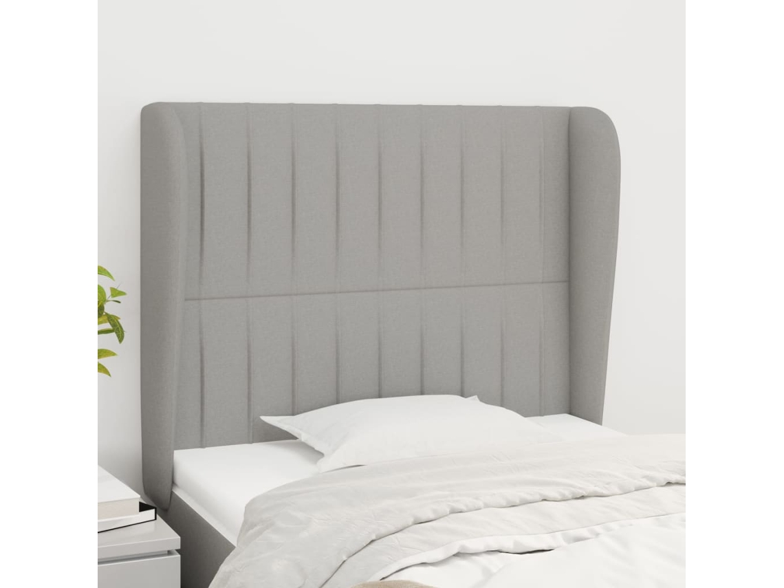 Cabecero con Alas de Tela 83x23x118/128cm Gris Claro