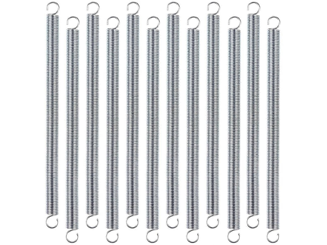 12 Molas De Extensão, 3/8 X 6-1/2 Polegadas, Aço Para Molas De 0,047 Polegadas, Extremidades Com Gancho Duplo Para Máquinas